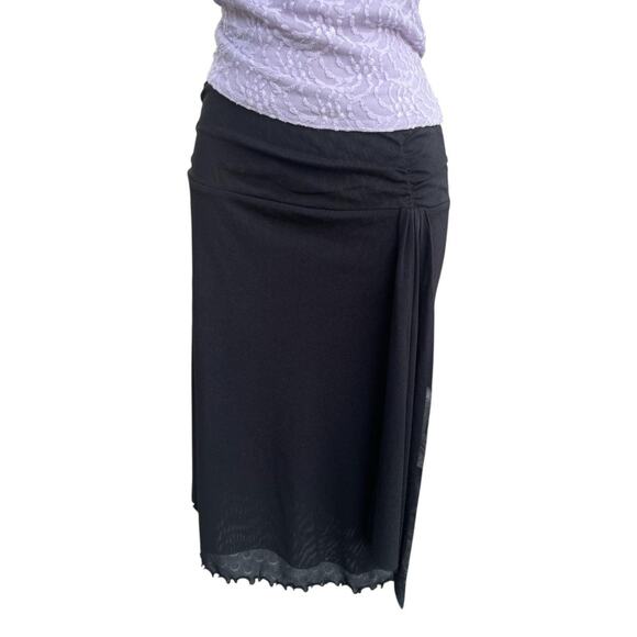 VTG Y2K mesh semi sheer black goth stretch skirt medium - Picture 4 of 6